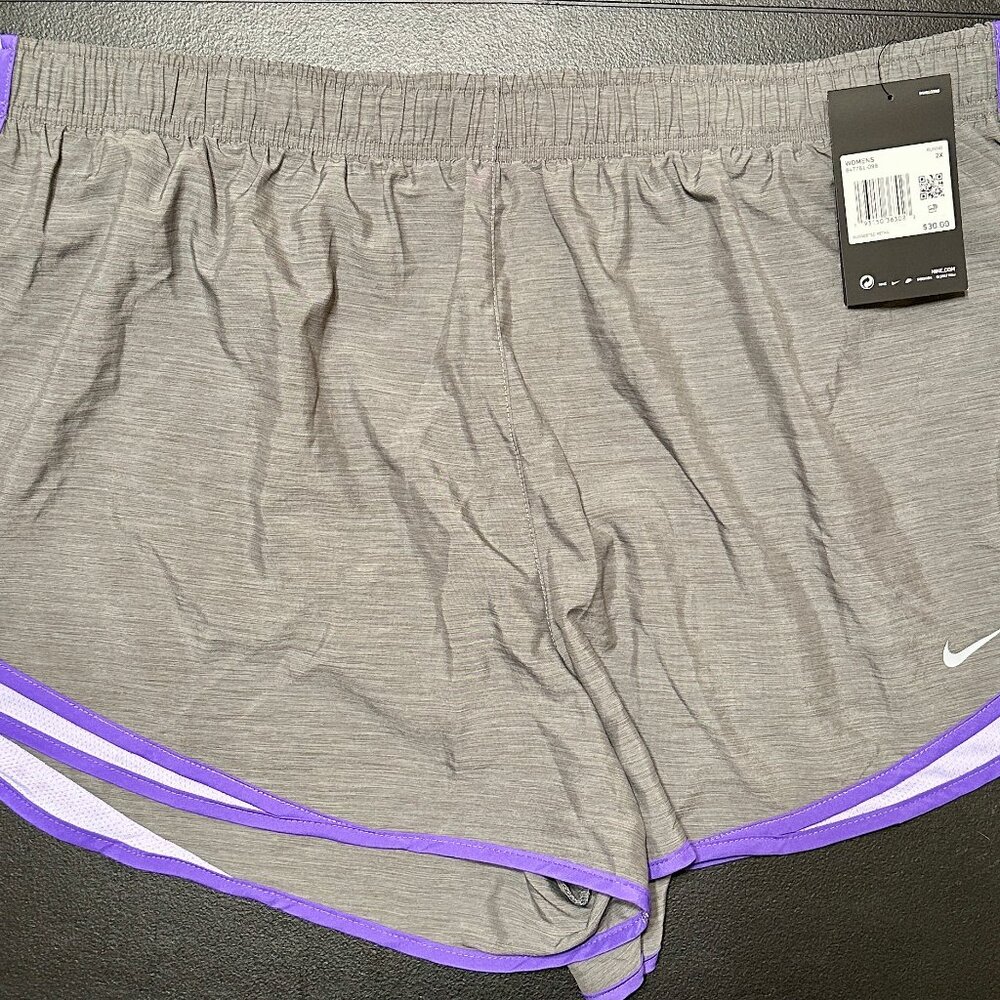 Nike Womens Tempo Dri-FIT Shorts Gray / Purple 2X NWT